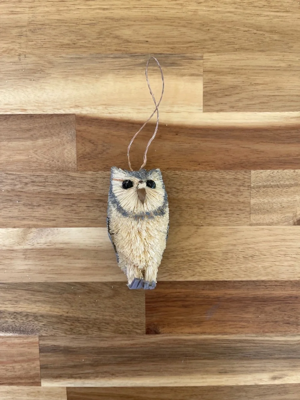 Crate & Barrel - Trio of silver bottlebrush ornaments - Sloth, Owl, and Squirrel